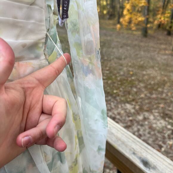 Jenny Yoo Chiffon Convertible Strapless Dress Garden Print Size 26 Green Ivory - Picture 7 of 11